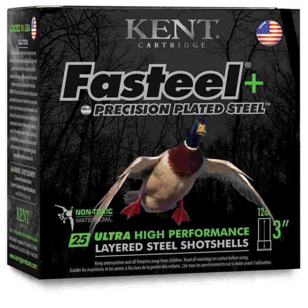 Kent Fasteel + Precision Plated Steel Waterfowl Shotshells 12ga 3" 1-1/4oz 1450 fps  #2 & #4 25/ct